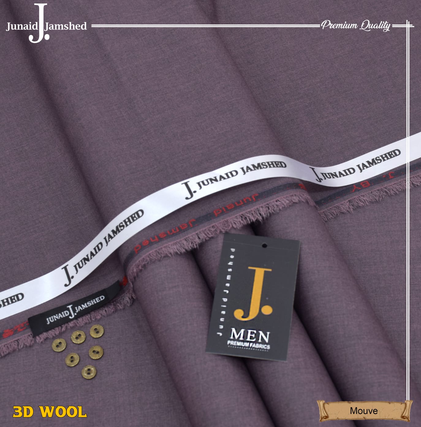 Junaid Jamshed Wool Blend, Winter Exclusive Suiting Fabric  Full Set 8 Suite